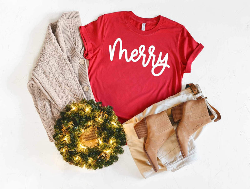 Red Merry Tee - Maple Row Boutique 