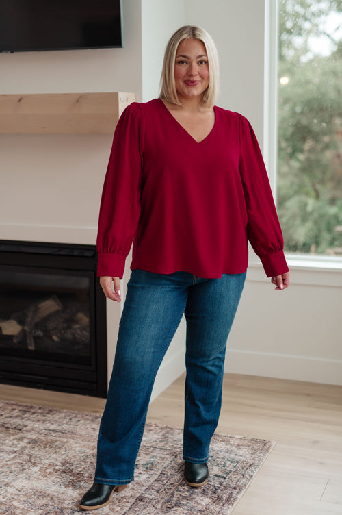 Back in Business V-Neck Blouse - Maple Row Boutique 