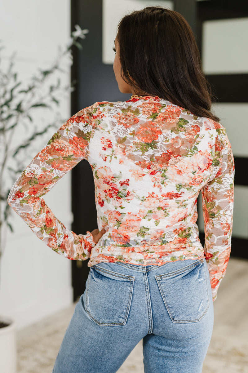 Barely Behaving Floral Print Layering Top in Coral - Maple Row Boutique