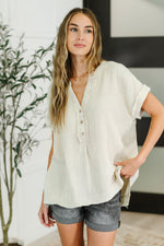 Basic Fade V-Neck Acid Wash Top in Sand Beige - Maple Row Boutique