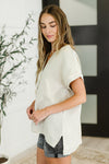 Basic Fade V-Neck Acid Wash Top in Sand Beige - Maple Row Boutique
