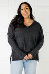 Basically Freezing Brushed Hacci Top in Black - Maple Row Boutique
