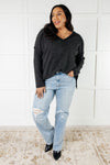 Basically Freezing Brushed Hacci Top in Black - Maple Row Boutique