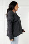 Basically Freezing Brushed Hacci Top in Black - Maple Row Boutique