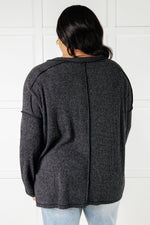 Basically Freezing Brushed Hacci Top in Black - Maple Row Boutique
