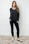 Basically Freezing Brushed Hacci Top in Black - Maple Row Boutique