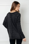 Basically Freezing Brushed Hacci Top in Black - Maple Row Boutique