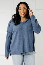 Basically Freezing Brushed Hacci Top in Dusty Blue - Maple Row Boutique