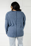 Basically Freezing Brushed Hacci Top in Dusty Blue - Maple Row Boutique