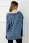 Basically Freezing Brushed Hacci Top in Dusty Blue - Maple Row Boutique