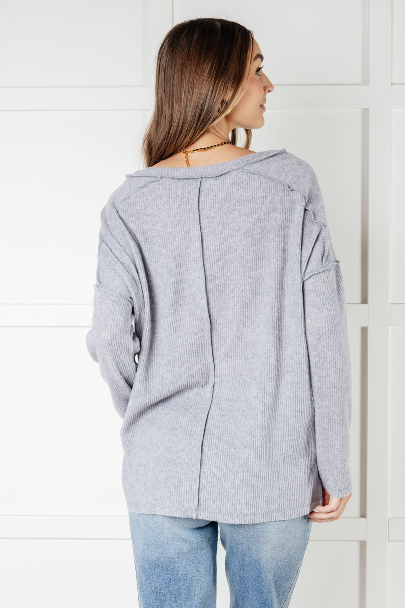 Basically Freezing Brushed Hacci Top in Heather Grey - Maple Row Boutique