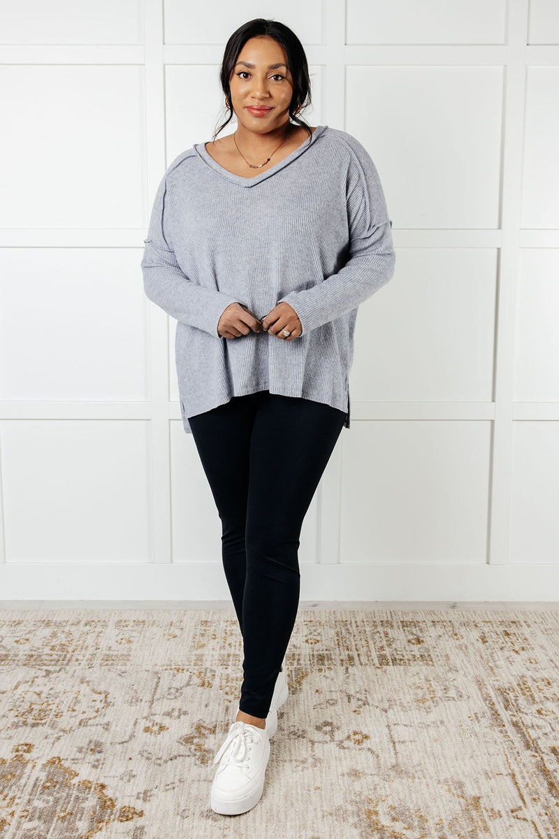 Basically Freezing Brushed Hacci Top in Heather Grey - Maple Row Boutique