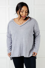 Basically Freezing Brushed Hacci Top in Heather Grey - Maple Row Boutique