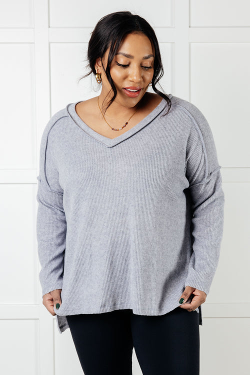 Basically Freezing Brushed Hacci Top in Heather Grey - Maple Row Boutique