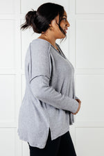 Basically Freezing Brushed Hacci Top in Heather Grey - Maple Row Boutique