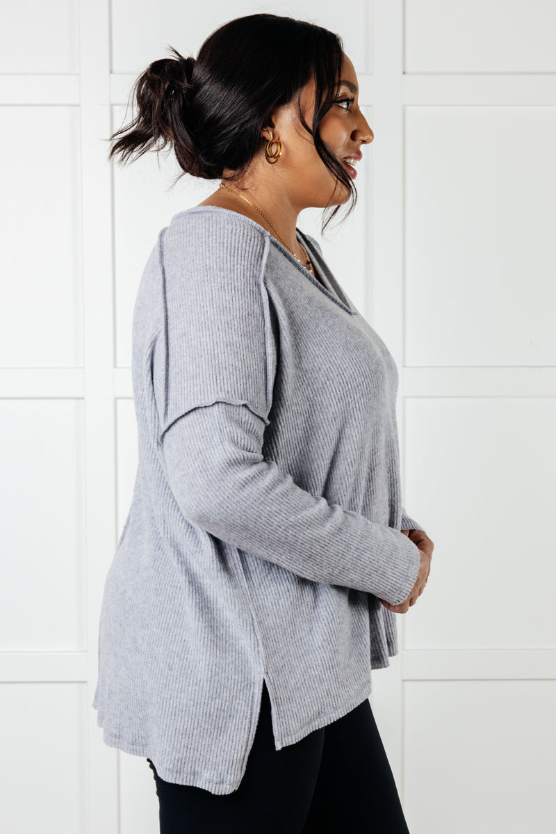 Basically Freezing Brushed Hacci Top in Heather Grey - Maple Row Boutique