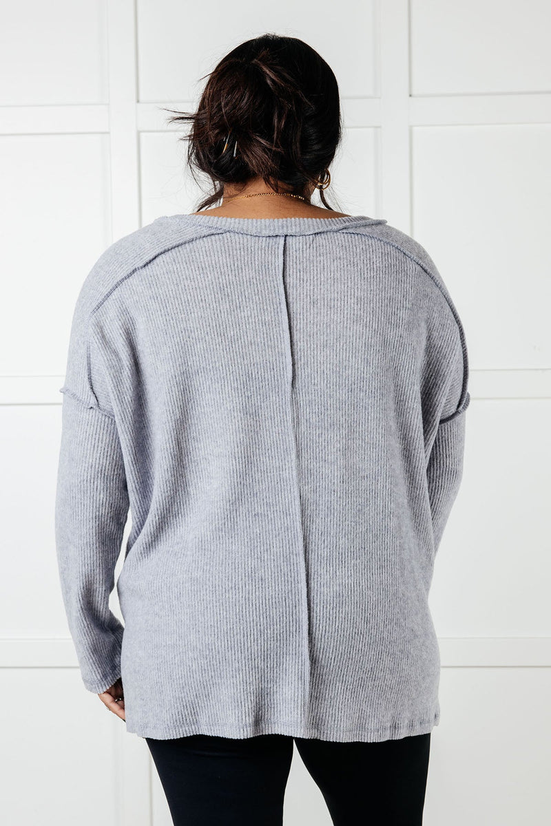 Basically Freezing Brushed Hacci Top in Heather Grey - Maple Row Boutique