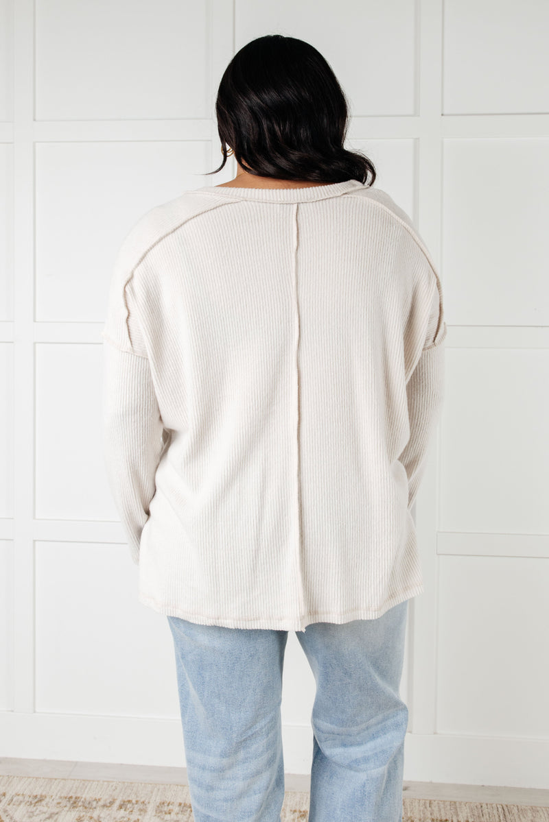 Basically Freezing Brushed Hacci Top in Sand Beige - Maple Row Boutique