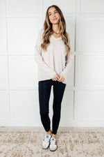 Basically Freezing Brushed Hacci Top in Sand Beige - Maple Row Boutique