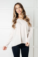 Basically Freezing Brushed Hacci Top in Sand Beige - Maple Row Boutique