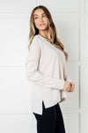 Basically Freezing Brushed Hacci Top in Sand Beige - Maple Row Boutique