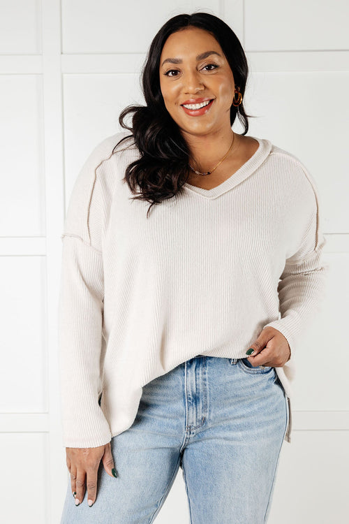 Basically Freezing Brushed Hacci Top in Sand Beige - Maple Row Boutique
