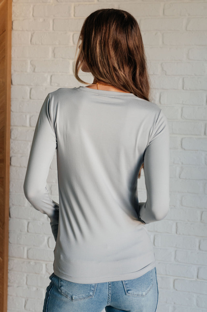 Basically Perfect Brushed Microfiber Tee in Light Grey - Maple Row Boutique 