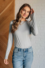 Basically Perfect Brushed Microfiber Tee in Light Grey - Maple Row Boutique 