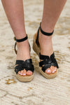 Behold Black Braided Twine Wedge - Maple Row Boutique