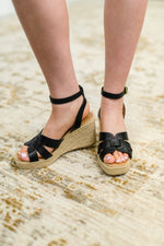 Behold Black Braided Twine Wedge - Maple Row Boutique