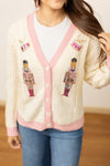 Beige and Pink Nutcracker Sweater - Maple Row Boutique