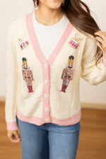 Beige and Pink Nutcracker Sweater - Maple Row Boutique
