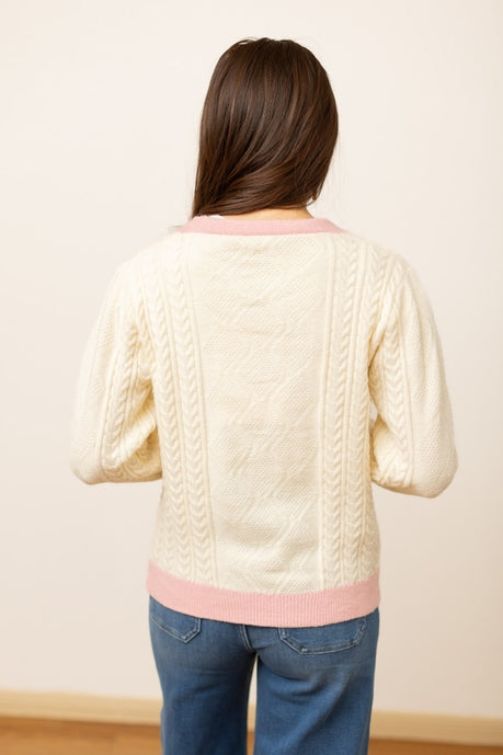 Beige and Pink Nutcracker Sweater - Maple Row Boutique