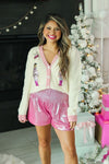 Beige and Pink Nutcracker Sweater - Maple Row Boutique