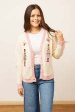 Beige and Pink Nutcracker Sweater - Maple Row Boutique
