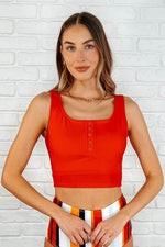 Bermuda Snap Up Swim Top in Red - Maple Row Boutique