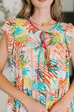 Bless Your Love Tiered Dress in Ivory, Orange and Mint - Maple Row Boutique