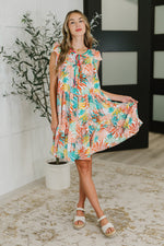 Bless Your Love Tiered Dress in Ivory, Orange and Mint - Maple Row Boutique