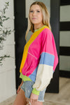 Blockbuster Color Block Pullover in Bright - Maple Row Boutique