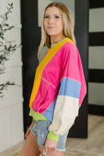 Blockbuster Color Block Pullover in Bright - Maple Row Boutique