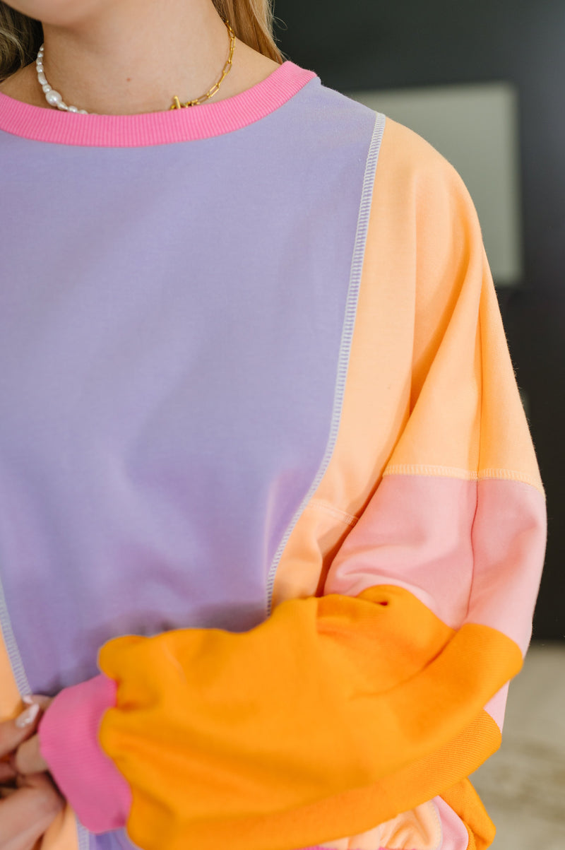 Blockbuster Color Block Pullover in Muted - Maple Row Boutique