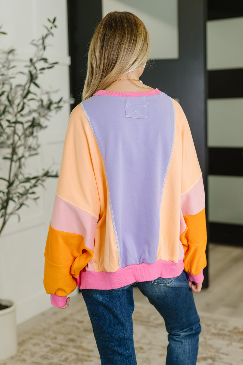 Blockbuster Color Block Pullover in Muted - Maple Row Boutique