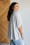 Boxy Striped Button Up in Black - Maple Row Boutique 
