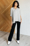 Boxy Striped Button Up in Black - Maple Row Boutique 