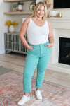 Bridgette High Rise Garment Dyed Slim Jeans in Aquamarine - Maple Row Boutique 