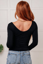 Bring in the Basics Seamless Reversible V-Neck Black - Maple Row Boutique 