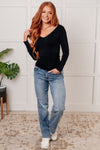 Bring in the Basics Seamless Reversible V-Neck Black - Maple Row Boutique 