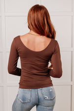 Bring in the Basics Seamless Reversible V-Neck Coffee - Maple Row Boutique 