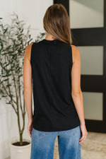 Buttoned Up Buttercup Sleeveless Top in Black - Maple Row Boutique
