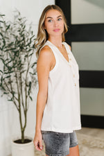Buttoned Up Buttercup Sleeveless Top in Ivory - Maple Row Boutique